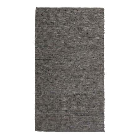 CONFIGURACION 4&apos;x6&apos; Handwoven Light Coffee Leather/Cotton Rug CO3268832